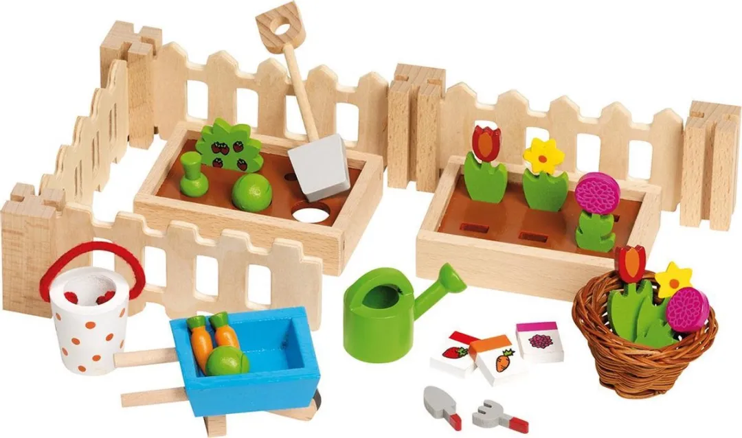 Goki Mijn Kleine Tuin Bloembed Poppenhuisaccessoires - 32 Stuks - Multi