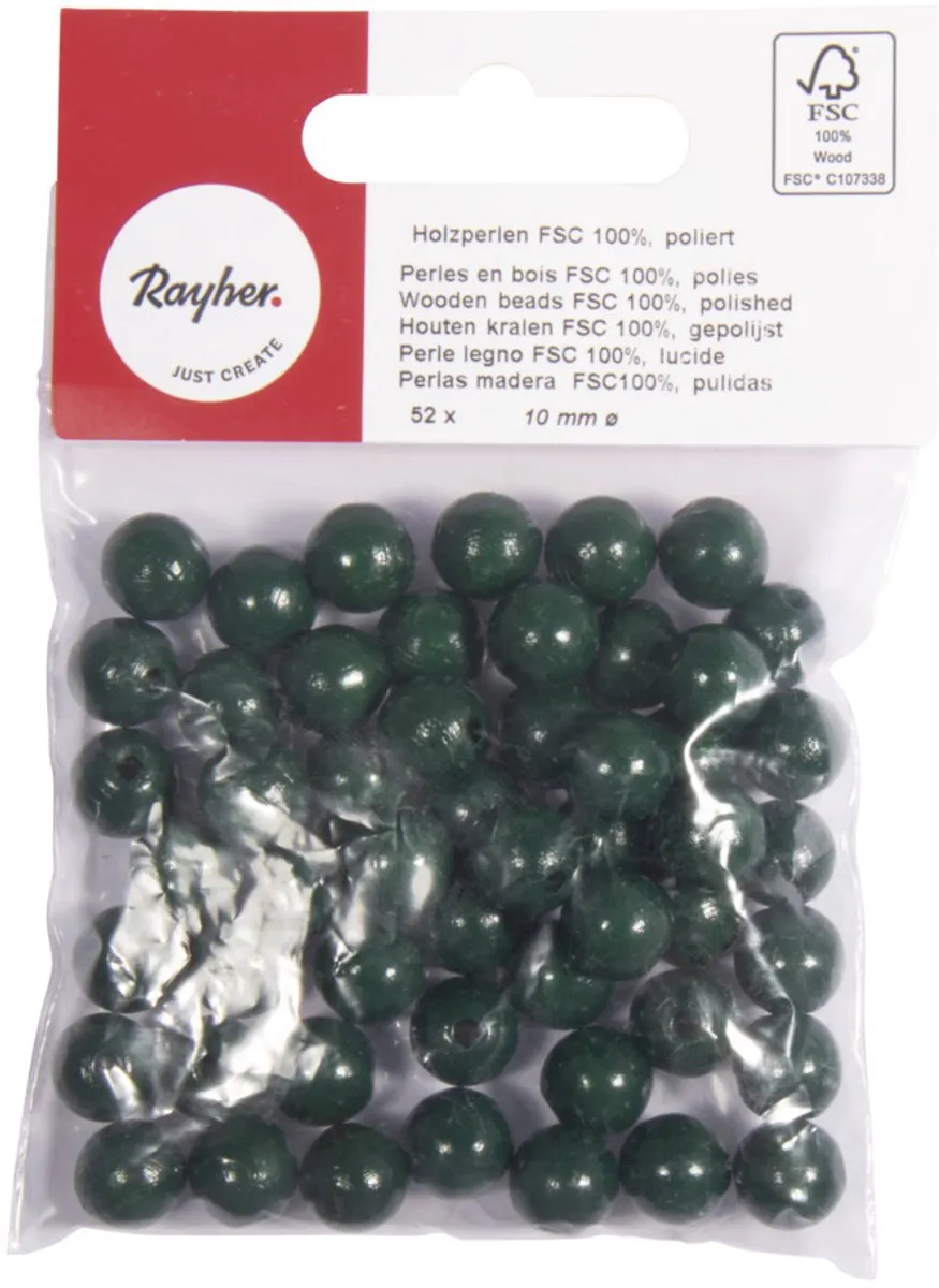 Rayher Hobby Houten Kralen Ø10mm - 52 Stuks Groen