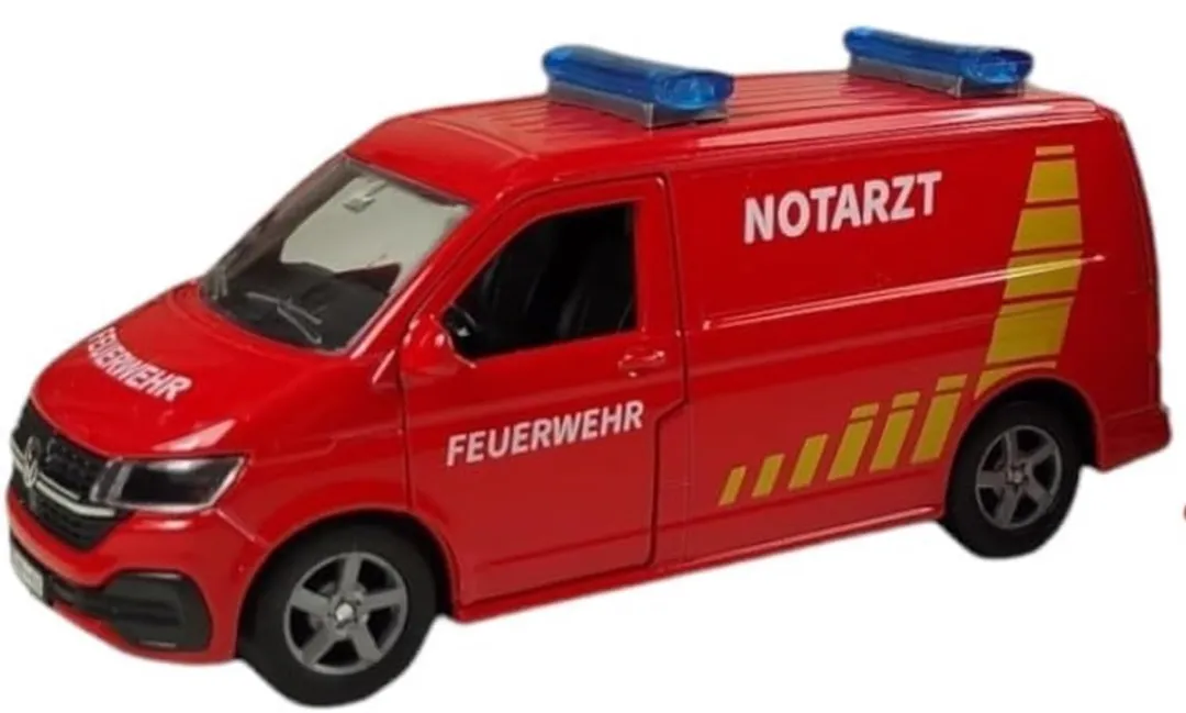 Kids Globe Volkswagen Transporter Brandweer DE Die Cast 13,5cm - Licht & Geluid - MPN 510331