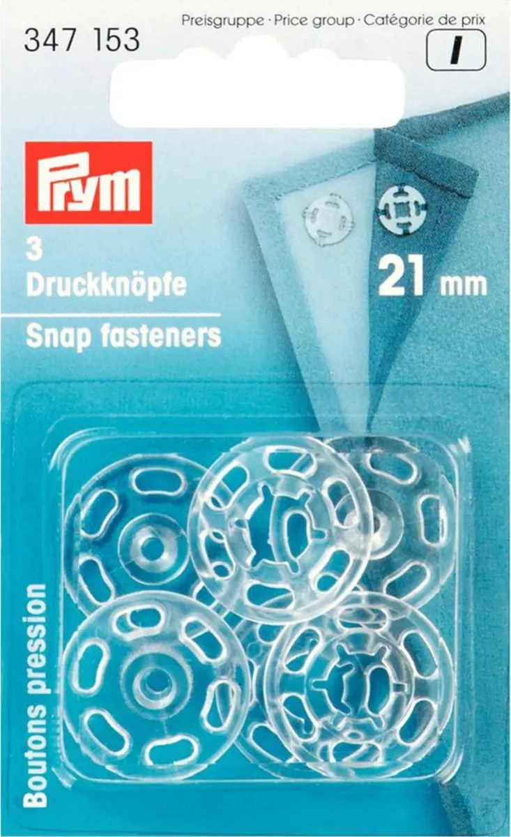 Prym Drukknopen Kunststof Rond 21mm - 3 Stuks Transparant