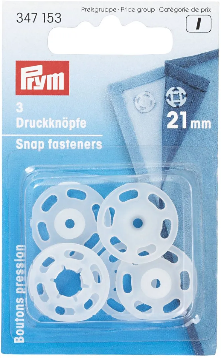 Prym Drukknopen Kunststof Rond 21mm - 3 Stuks Transparant