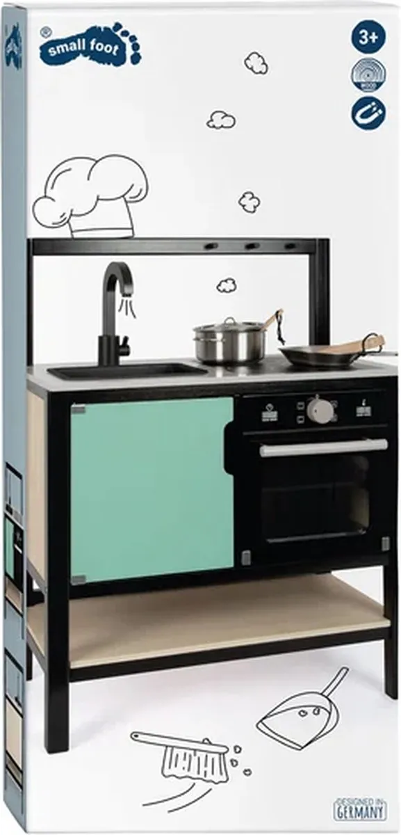 Small Foot Houten Speelkeuken Industrieel 6-delig - Zwart
