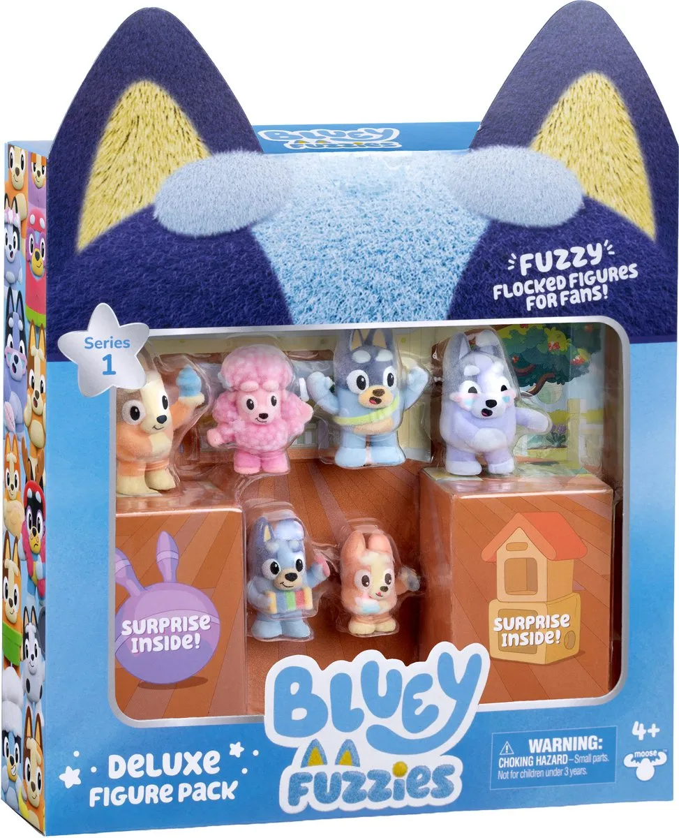 Moose Toys Bluey Fuzzies Deluxe Speelfigurenpakket 8 Stuks - Multikleur