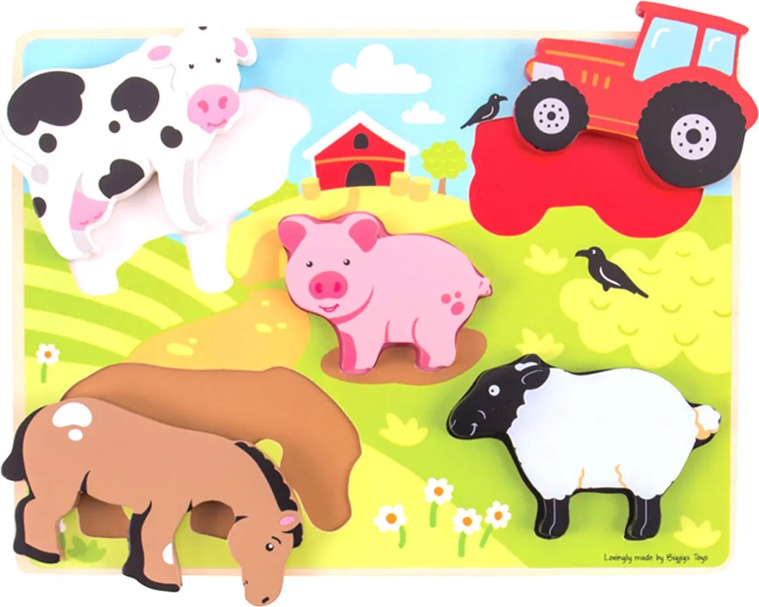 Bigjigs Houten Puzzel Boerderij 5-delig - Multicolor