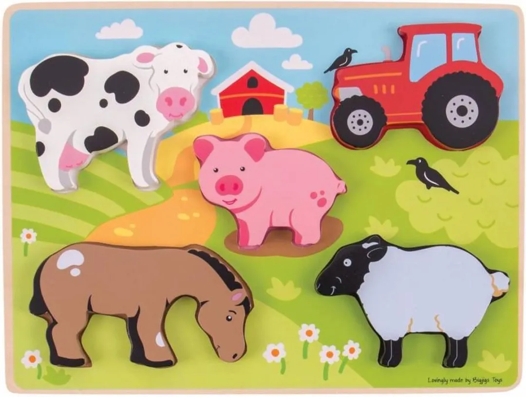 Bigjigs Houten Puzzel Boerderij 5-delig - Multicolor