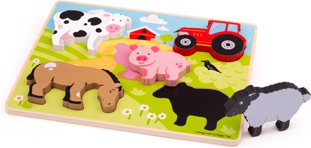 Bigjigs Houten Puzzel Boerderij 5-delig - Multicolor