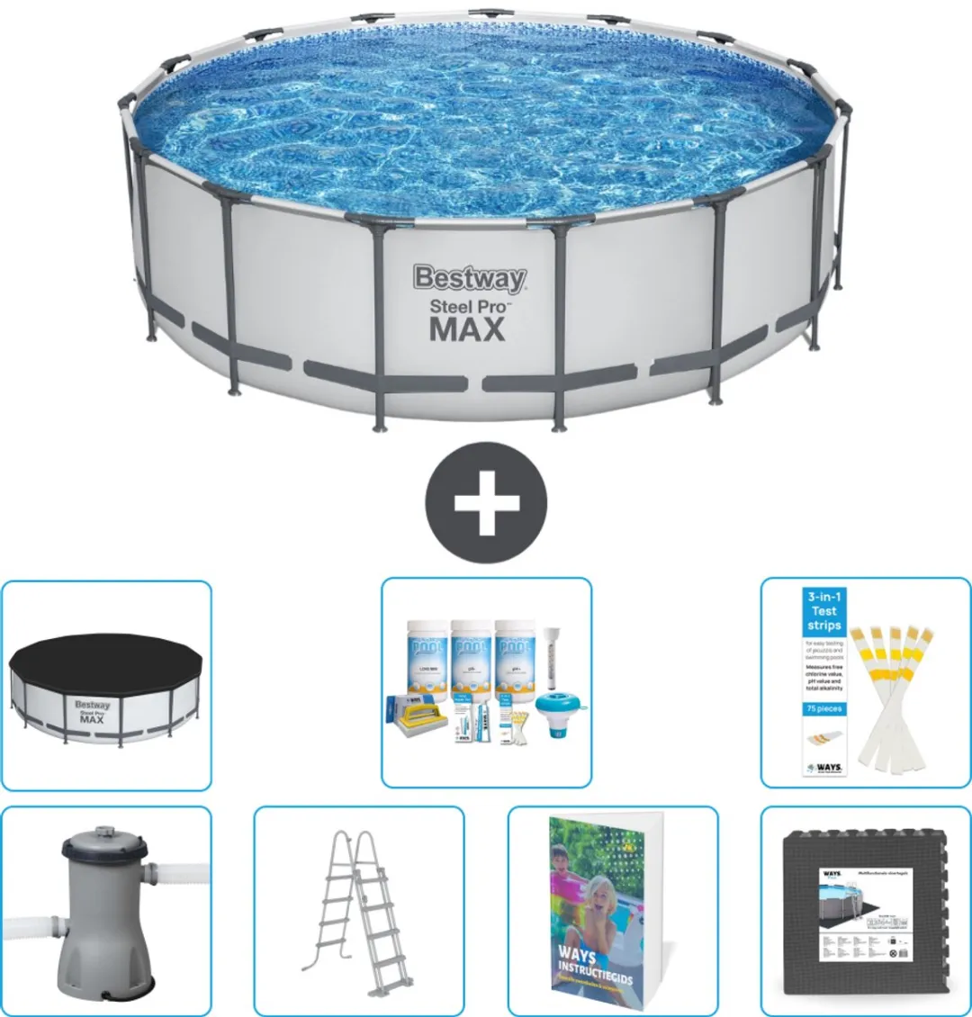 Bestway Steel Pro MAX Zwembad 457x122cm - Grijs - 19.480L