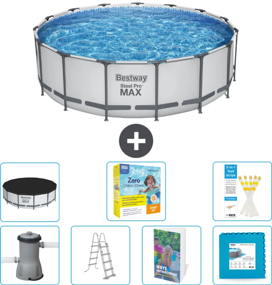 Bestway Steel Pro MAX Zwembad 457x122cm - Grijs - 19.480L