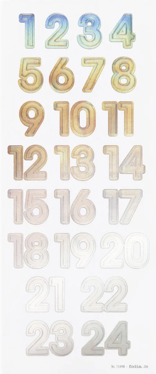 Folia Adventkalender Stickers Numbers Gold - Goud