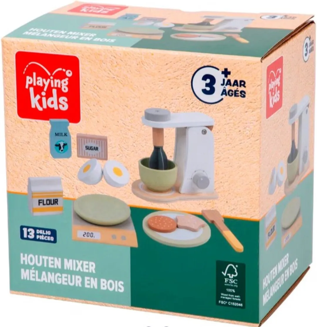 Playing Kids Houten Mixer met Toebehoren