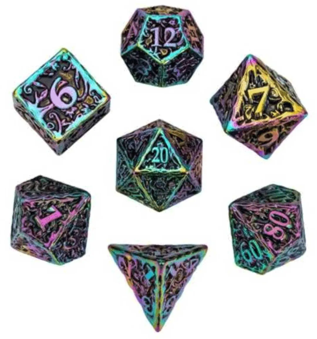 HOT Games DND Regenboog Metaal Dobbelstenen Set - 731409 - Multicolor