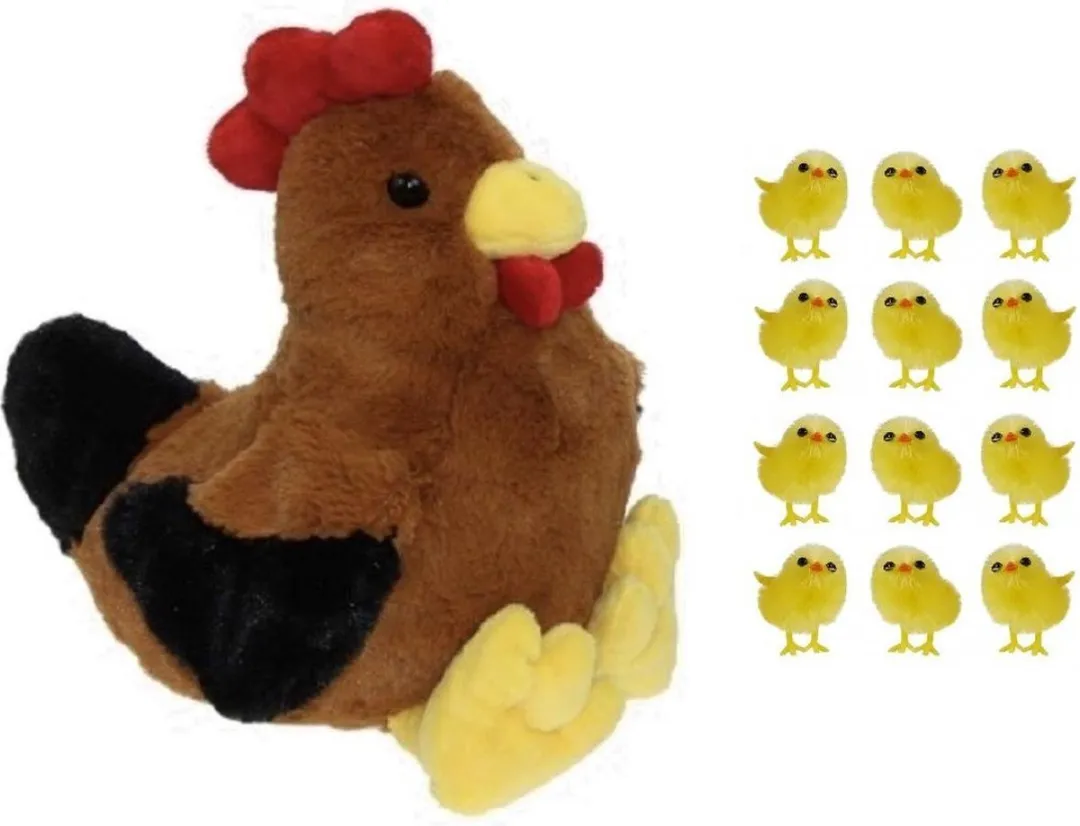 Decoris Pluche Bruine Kippenknuffel 25cm