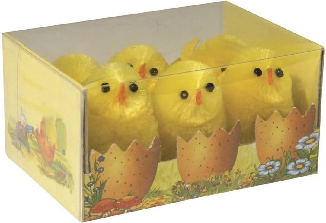 Decoris Pluche Bruine Kippenknuffel 25cm - 12x Mini Kuikentjes 3.5cm