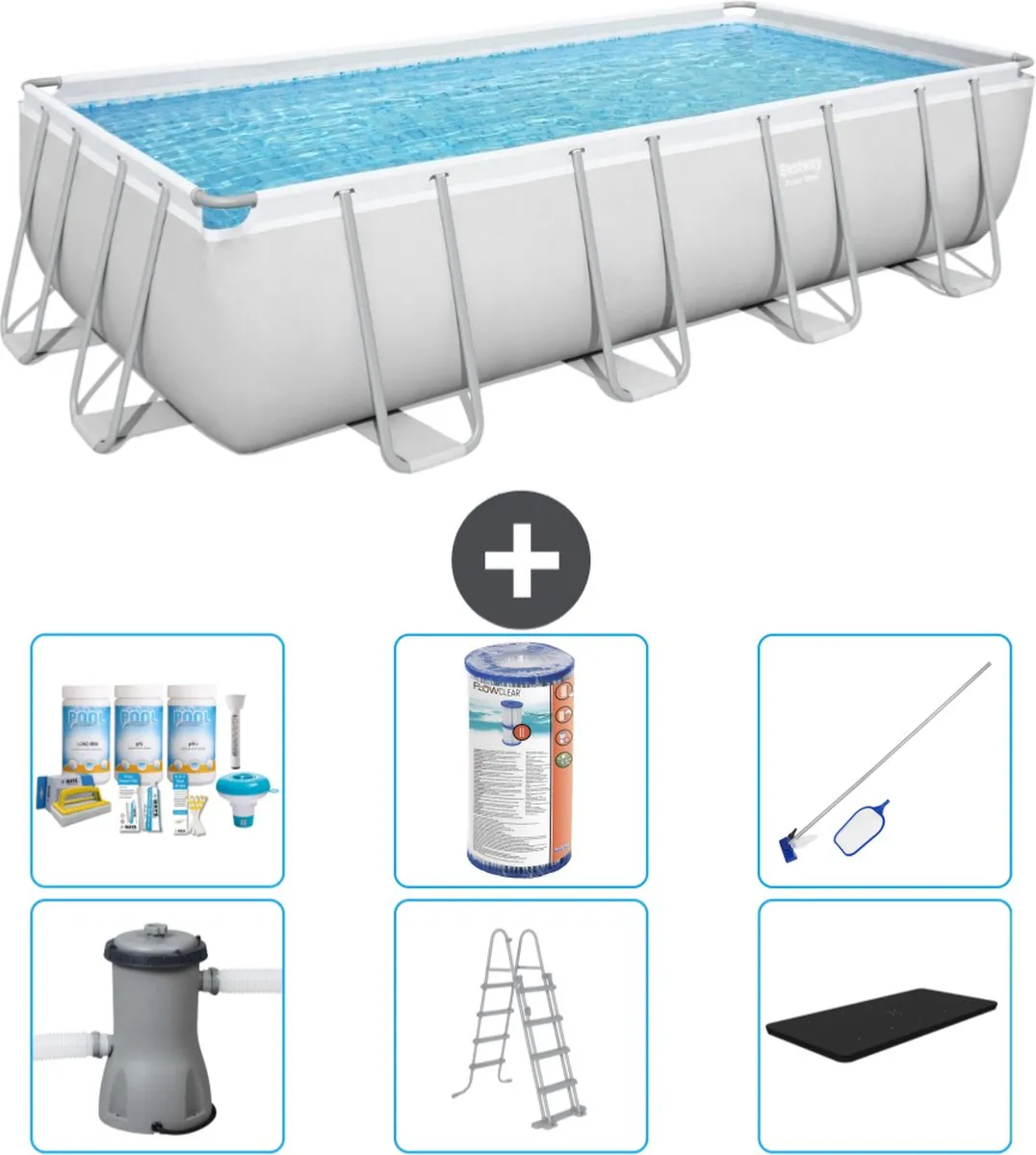 Bestway Power Steel Zwembad 488x244x122cm - Grijs - 11.532L
