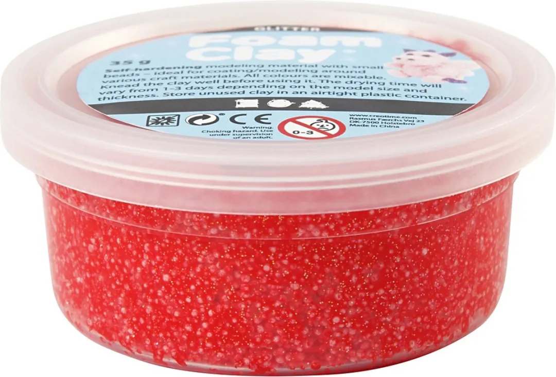 Foam Clay Rood Glitter 35g