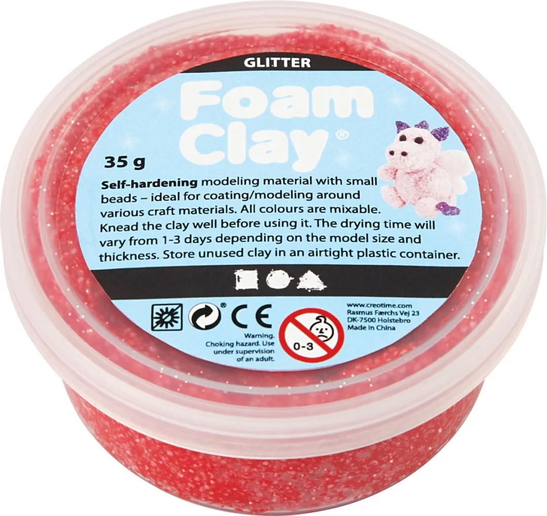 Foam Clay Rood Glitter 35g