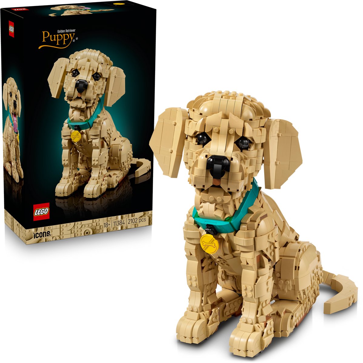 LEGO® Icons Golden Retriever Puppy - Decoratieve Dierenfiguur - Bouwset voor Volwassenen - 11384