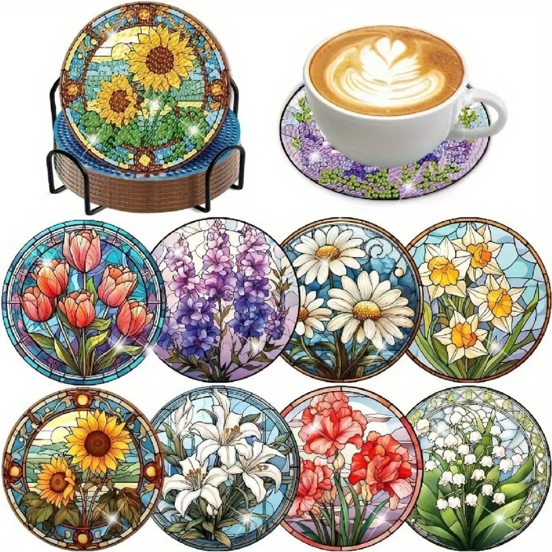 VDTOYS Diamond Painting Bloemen Onderzetters Set AO 106