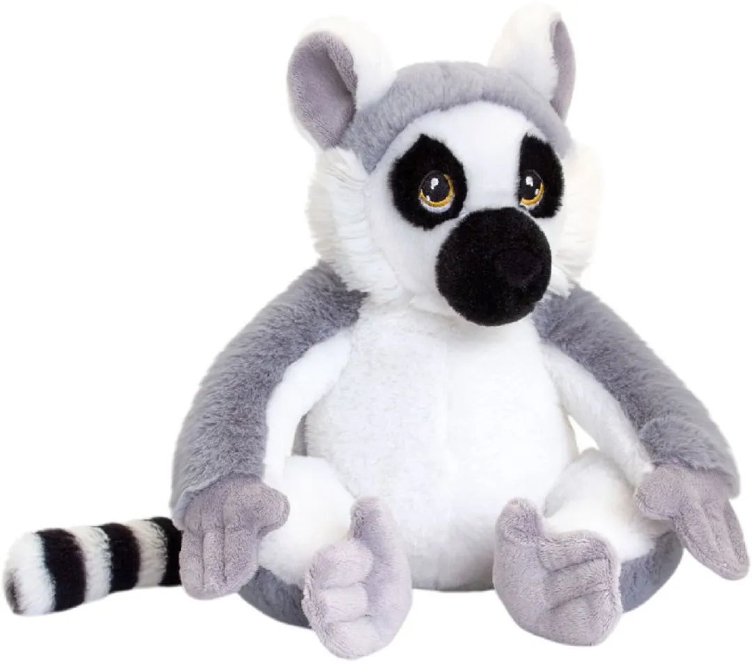 Keel Toys Pluche Ringstaartmaki Knuffel - 25cm - Grijs