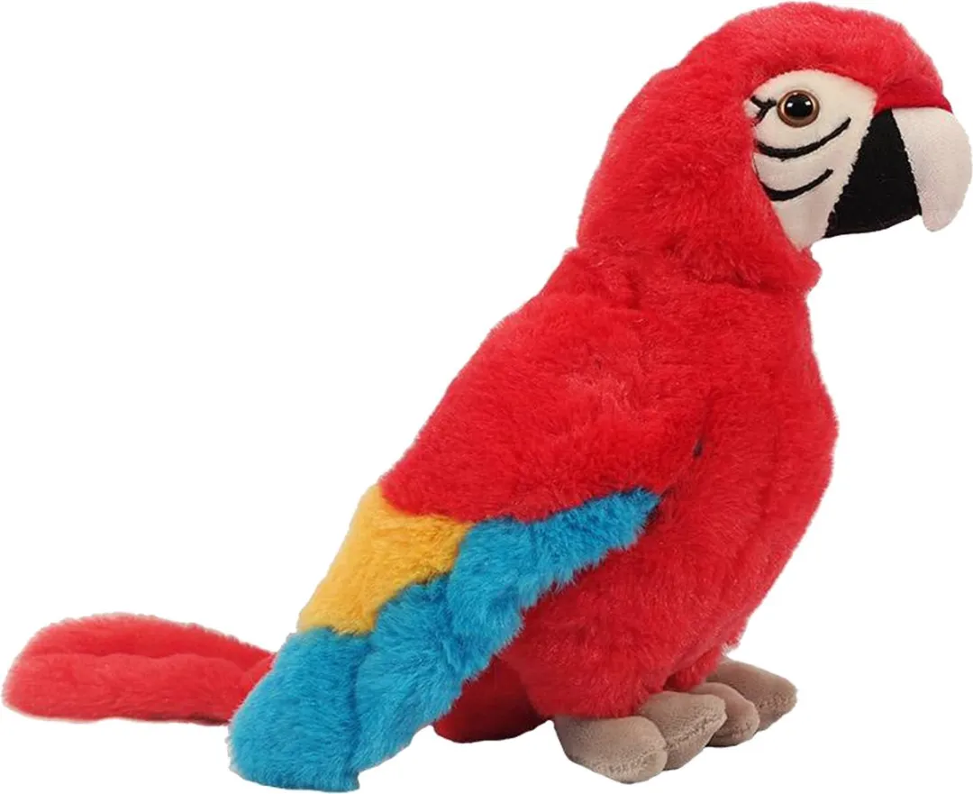 PIA Soft Toys Knuffelpapegaai Set - 2 Stuks - 24 cm - Groen/Rood
