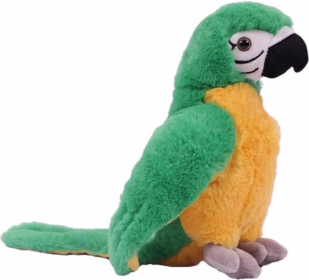 PIA Soft Toys Knuffelpapegaai Set - 2 Stuks - 24 cm - Groen/Rood