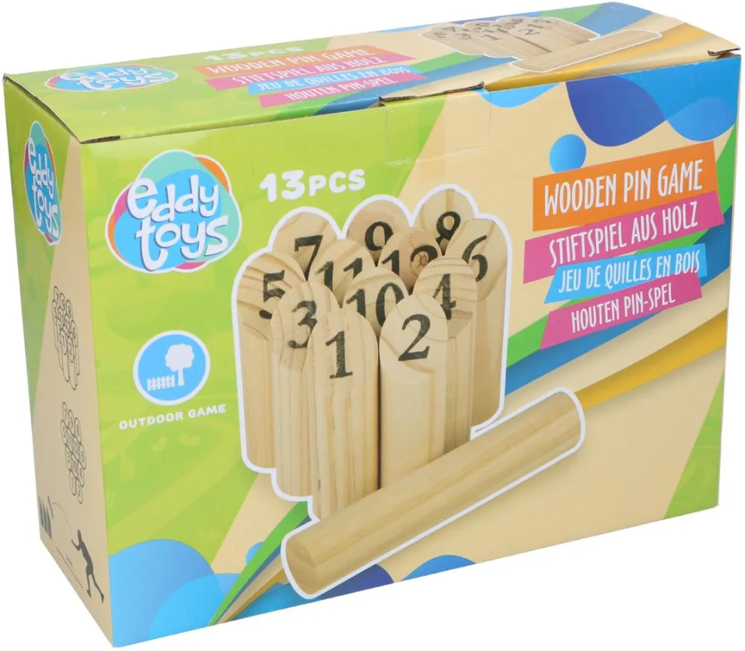 Eddy Toys Houten Pinspel 13-delig - Bruin