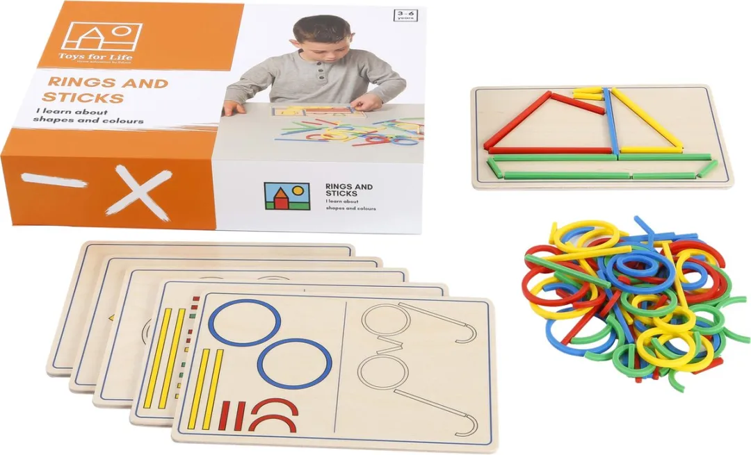 Toys for Life Maak Vormen met Ringen en Stokjes - Educatief Speelgoed 3-6 Jaar - 100 Vormen