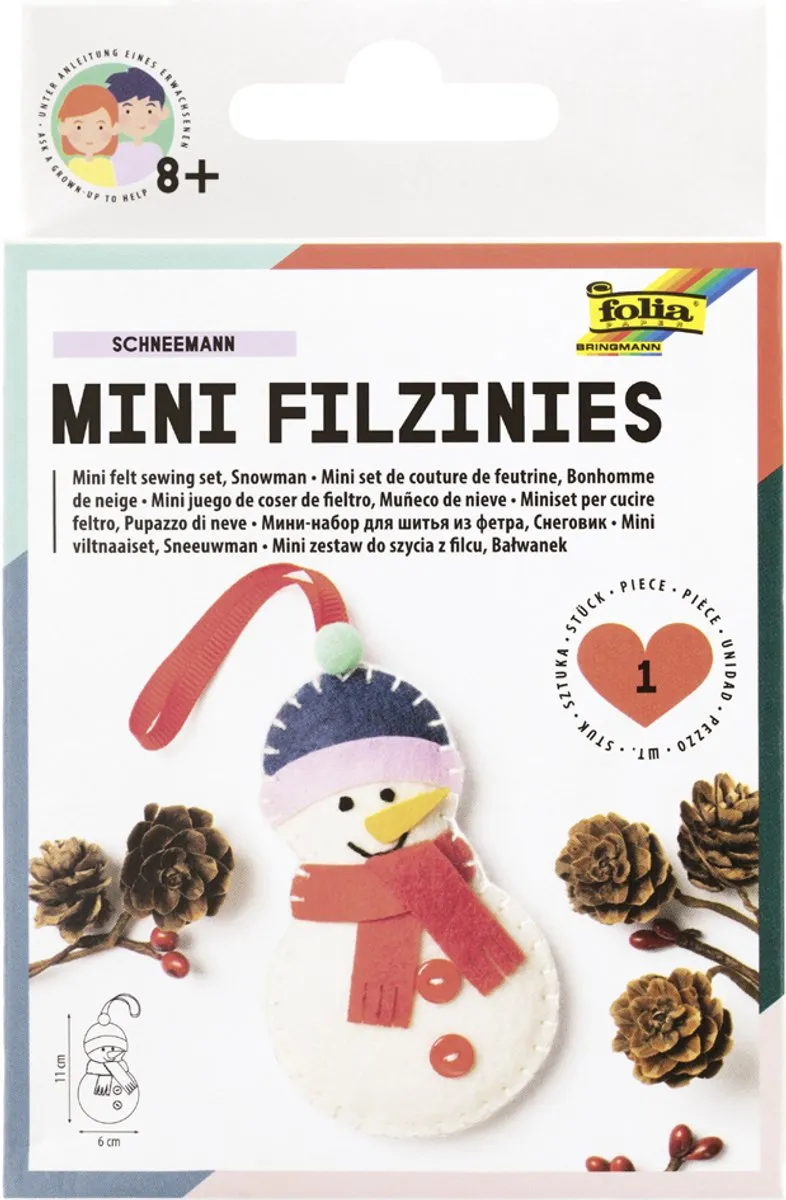 Folia Viltmusjes Kerstboomset 21-delig - Bruin/Geel/ Groen/Rood/Wit
