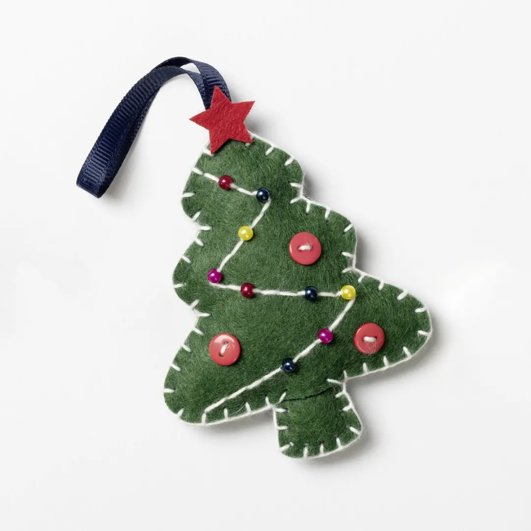 Folia Viltmusjes Kerstboomset 21-delig - Bruin/Geel/ Groen/Rood/Wit