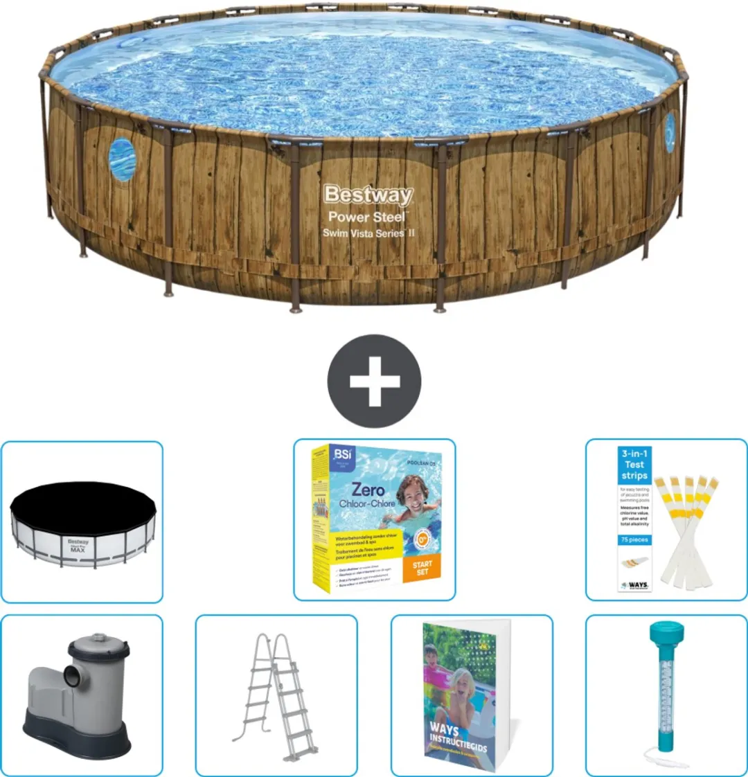Bestway Rond Power Steel Swim Vista Zwembad 549cm - 8-delig