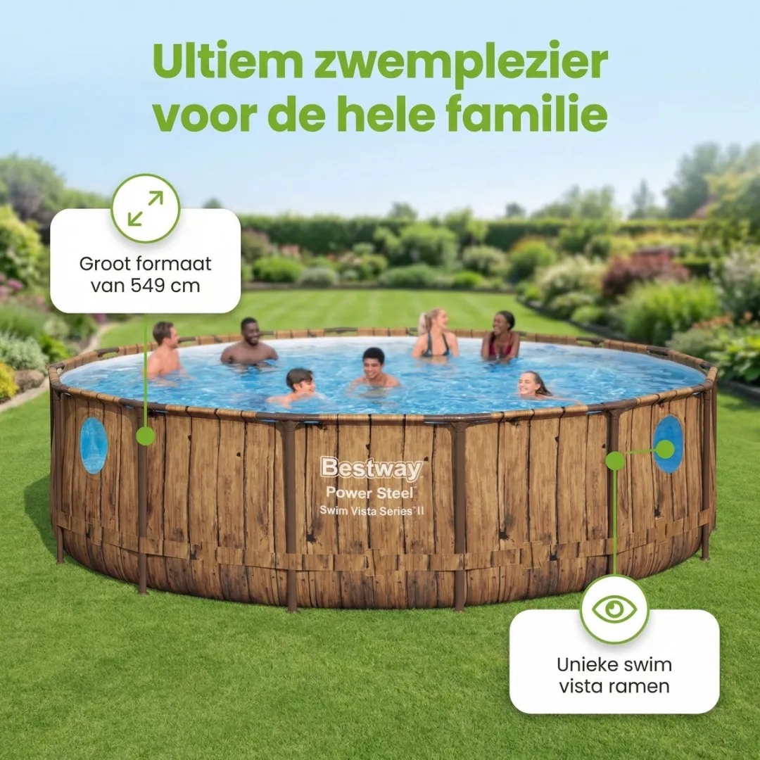 Bestway Rond Power Steel Swim Vista Zwembad 549cm - 8-delig