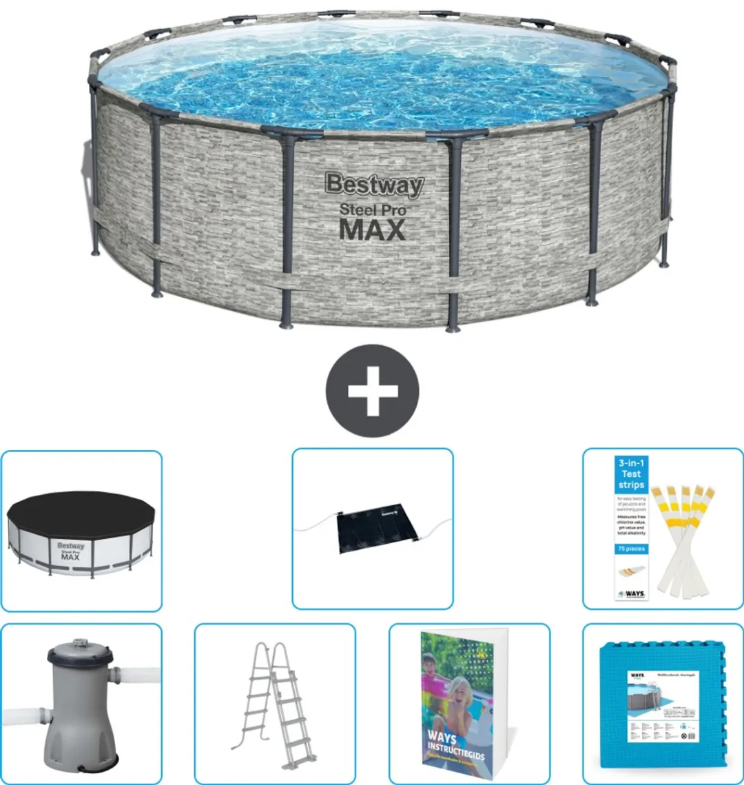 Bestway Steel Pro MAX Zwembad 427x122cm - 8-delig - Grijs