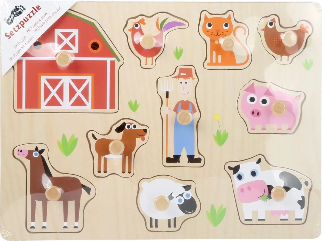 Small Foot Houten Puzzel Boerderij 15 Stuks - Wit