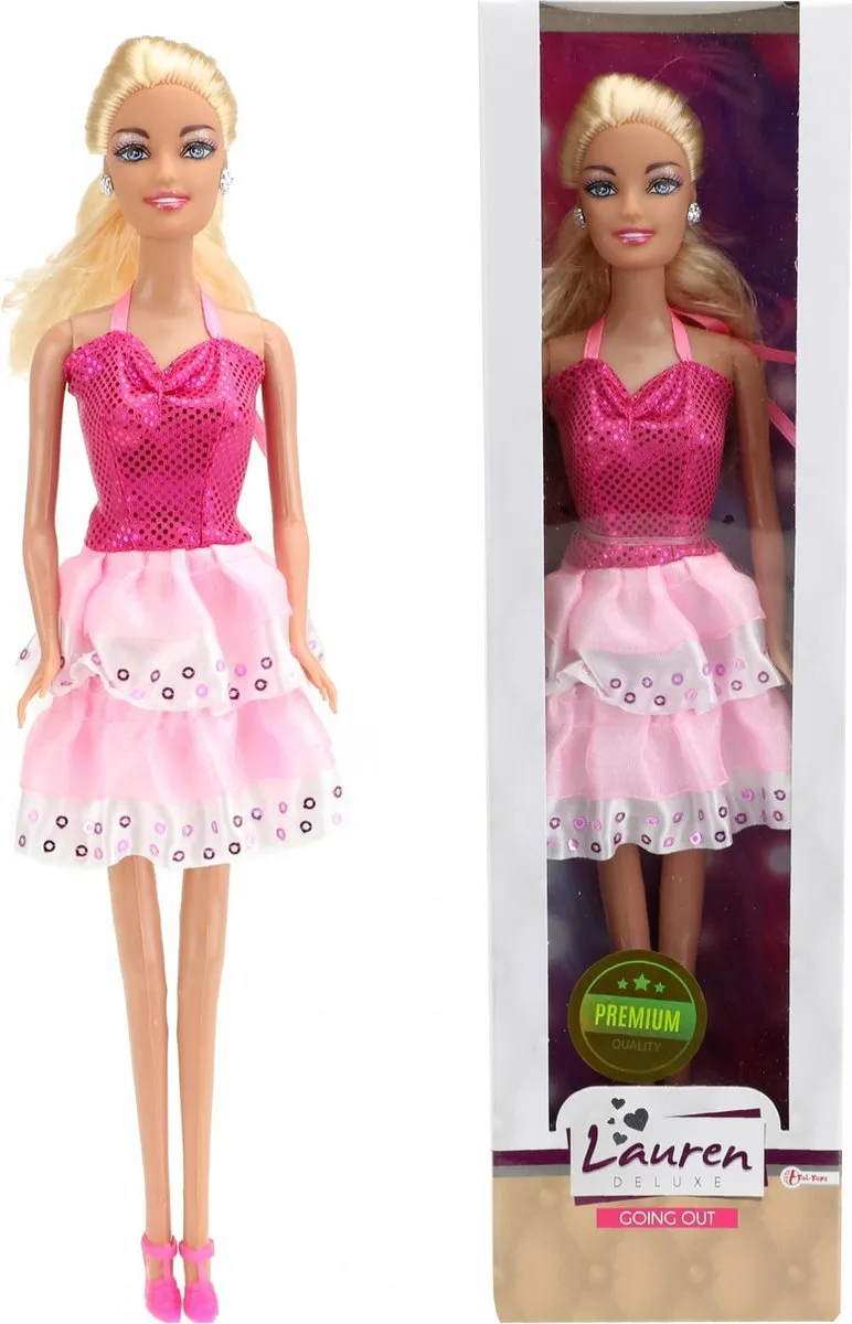 Toi-Toys Lauren Tienerpop Feestjurk 29cm - Roze