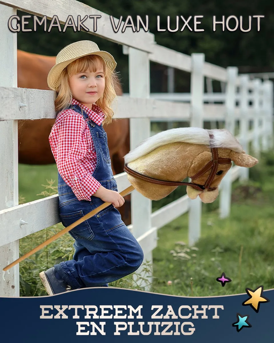 Venditoy® Hobbyhorse Stok Paard - Licht Bruin Stokpaardje - Houten Speelgoed Peuter - Buitenspeelgoed - Hobby Horse Spullen - schoencadeautjes sinterklaas- Caramel