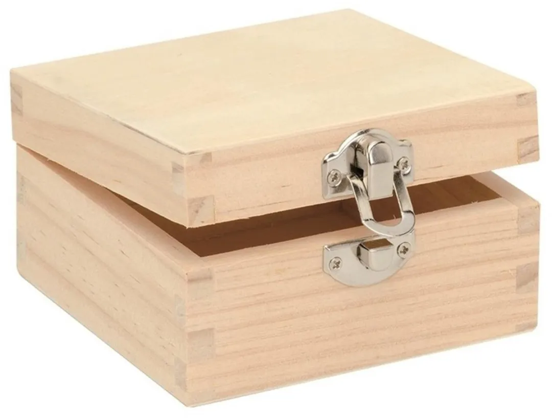 Glorex Hobby Houten Sieradenkistje 7x7x4cm - 2 Stuks