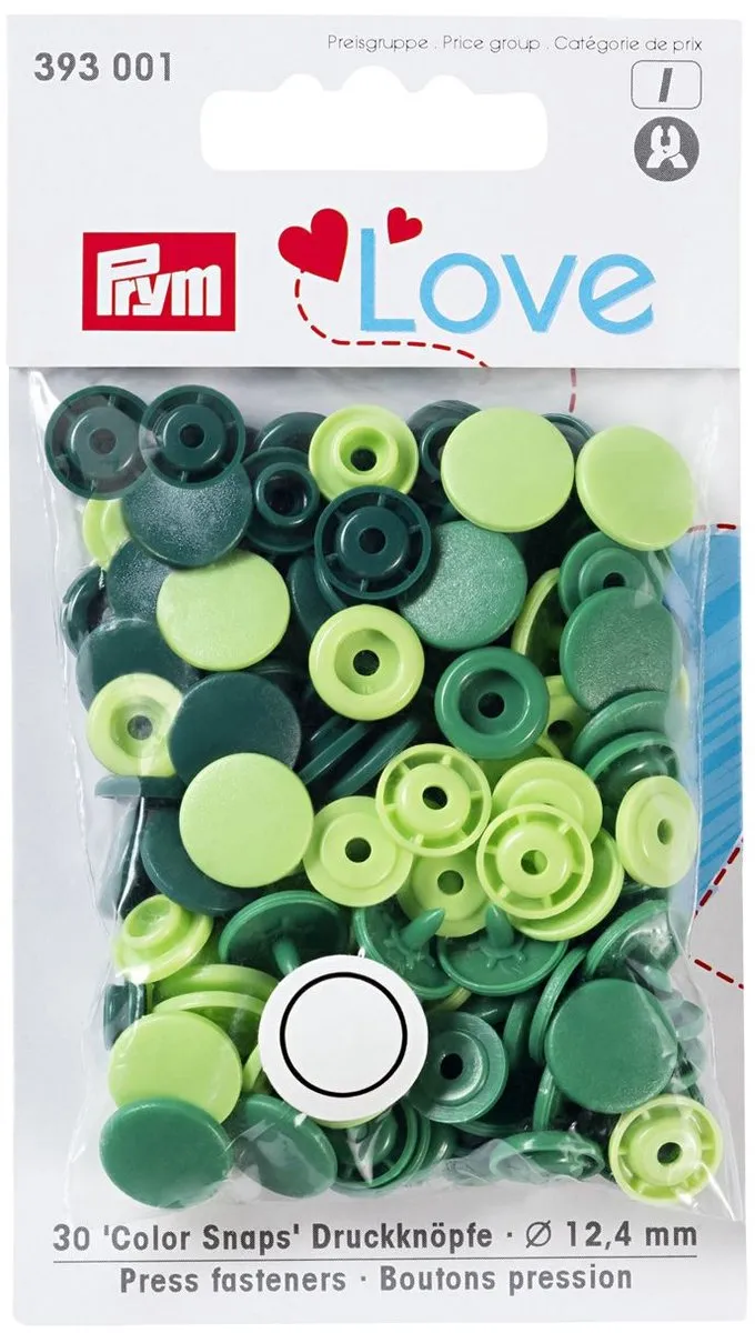 Prym Love Color Drukknoppen 12,4mm Groen - 30 Stuks