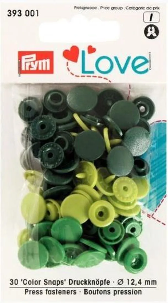 Prym Love Color Drukknoppen 12,4mm Groen - 30 Stuks