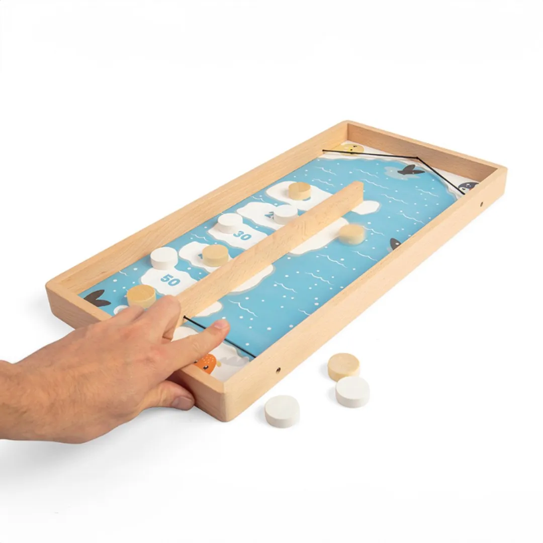 BIGJIGS Ice Puck Game 36055 - Houten Educatief Dierenbordspel - Multicolor