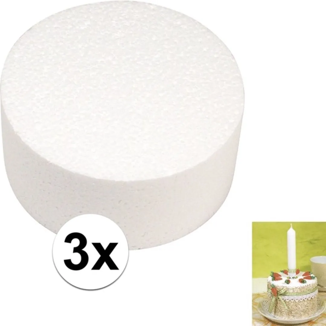 Rayher Piepschuim Schijven Ø10cm x 7cm - 3 Stuks Wit