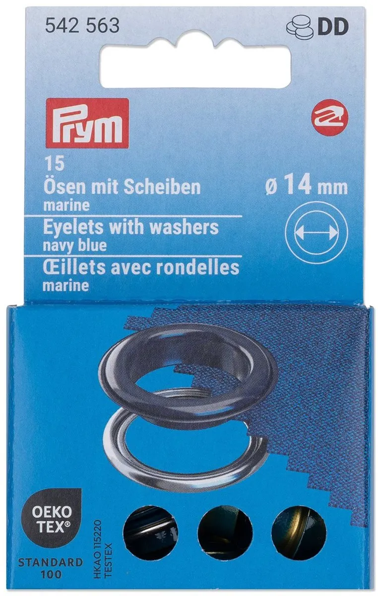 Prym Ringen met schijven 14mm Marineblauw - 15 Stuks