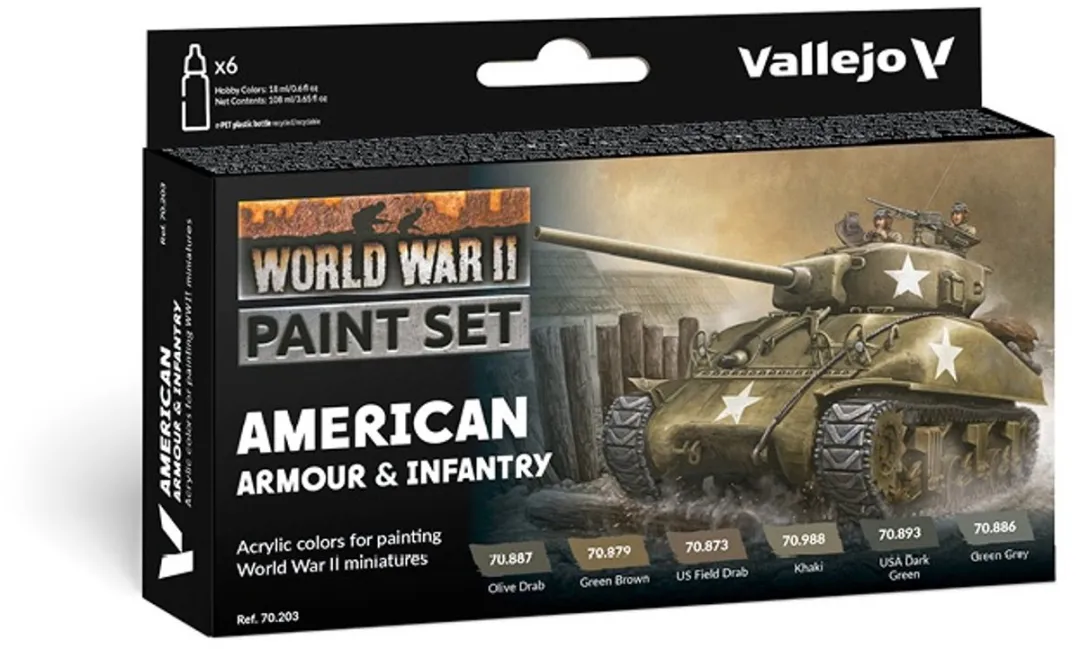 Vallejo Hobbyverf Acrylverf WWII Amerikaanse Tanks & Infanterie