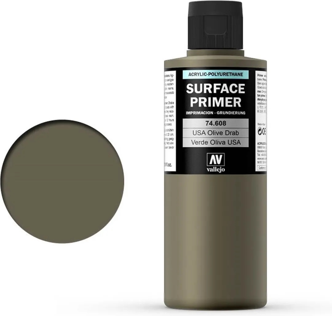 Vallejo Hobbyverf Acryl US Olive Drab Primer 200ml