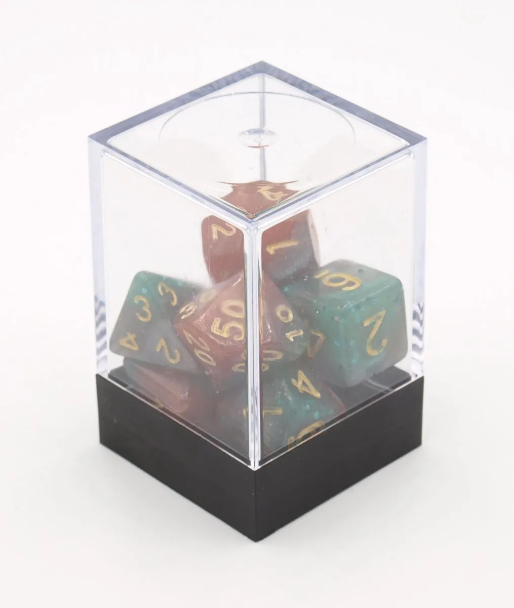 HOT Games Stardust Dobbelstenen Set - 7-delig - Rood/Groen