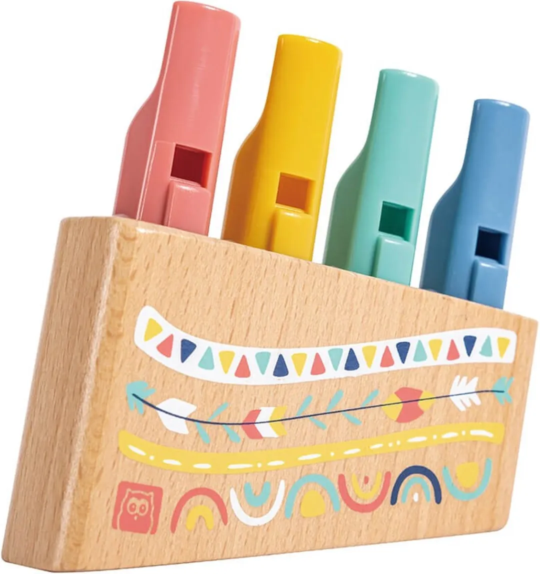 Eurekakids Timbal Panfluit voor Kinderen - Regenboogfluit met 4 Fluiten - Compact - Fluit Kunststof en Hout