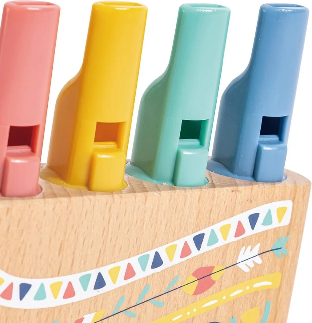 Eurekakids Timbal Panfluit voor Kinderen - Regenboogfluit met 4 Fluiten - Compact - Fluit Kunststof en Hout