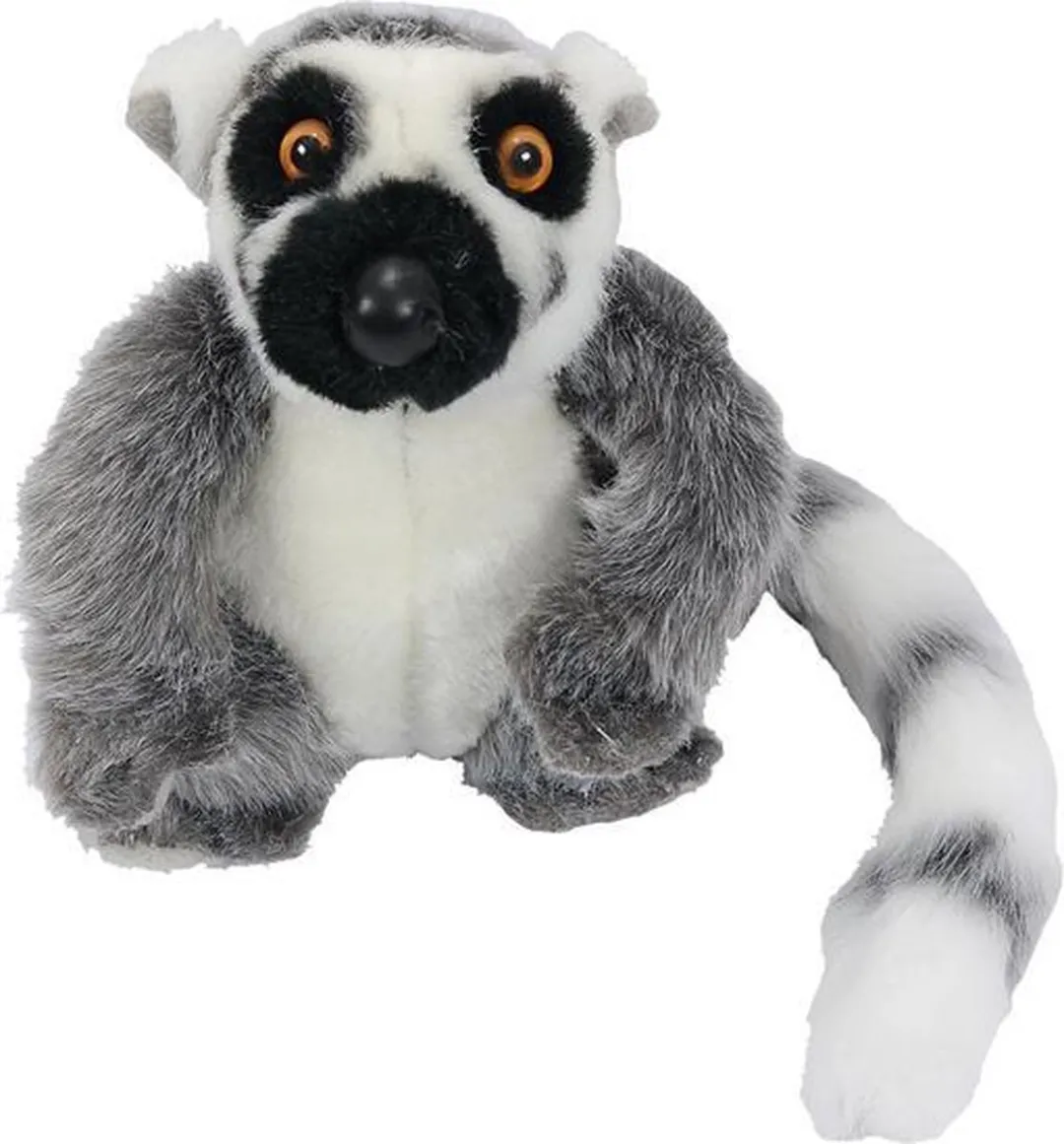 PIA Soft Toys Pluche Katta - Zittend 19cm - Grijs/Wit