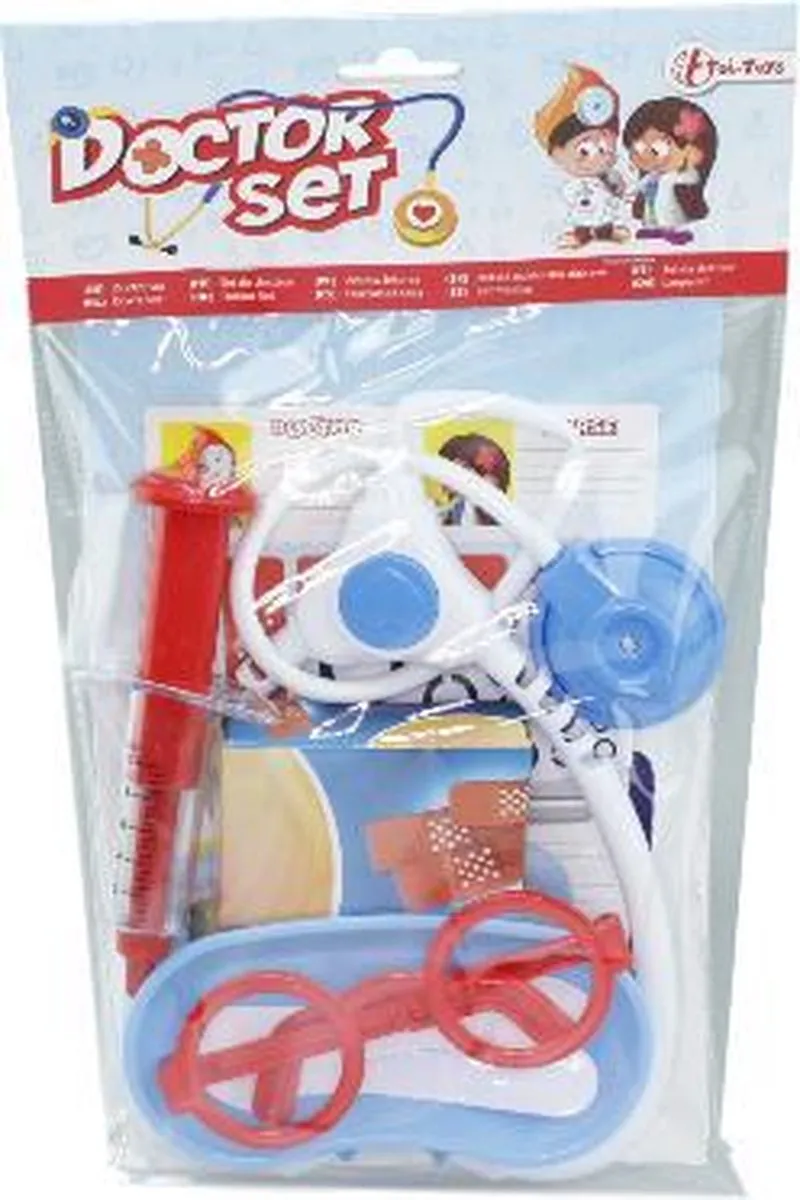 Toi-Toys Dokterset 9-delig - Rood/Blauw/Wit