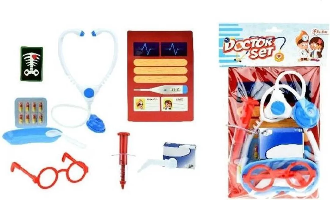 Toi-Toys Dokterset 9-delig - Rood/Blauw/Wit