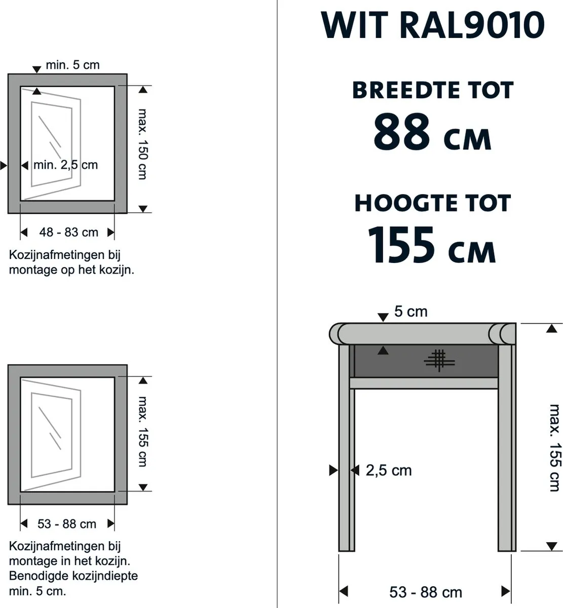 Bruynzeel Rolhor Raam S700 88x155cm - Wit